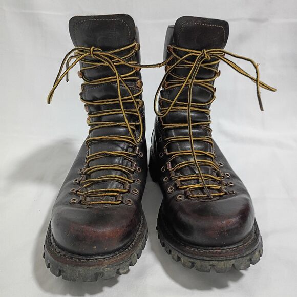 Herman Survivor Vintage 60s Boots Brown Leather Logger Insulated Vibram  9 M main image 5